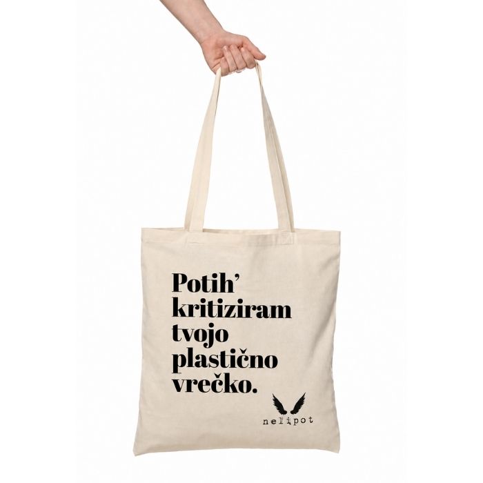 Nelipot bombažna vrečka Potih' kritiziram tvojo plastično vrečko